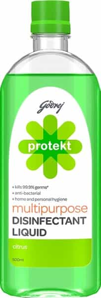 Godrej Protekt Multipurpose Disinfectant Liquid - Kills 99.9% Germs Anti-Bacterial Citrus - 500Ml