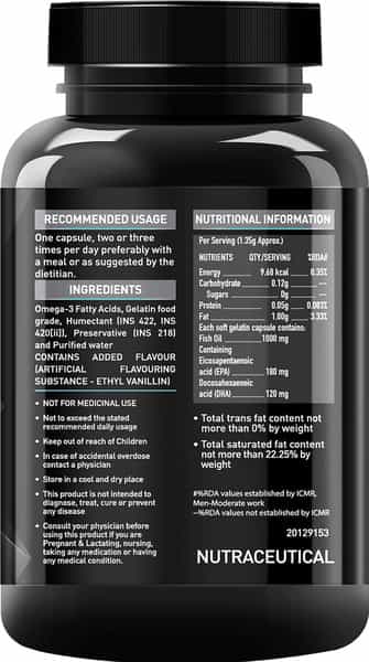 Muscleblaze Omega 3 Fish Oil 1000 Mg Supplement 90 Capsules