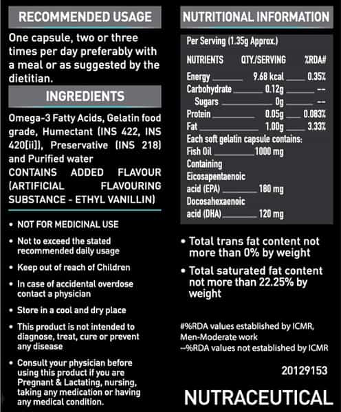 Muscleblaze Omega 3 Fish Oil 1000 Mg Supplement 90 Capsules
