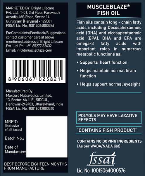 Muscleblaze Omega 3 Fish Oil 1000 Mg Supplement 90 Capsules