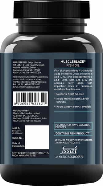Muscleblaze Omega 3 Fish Oil 1000 Mg Supplement 90 Capsules