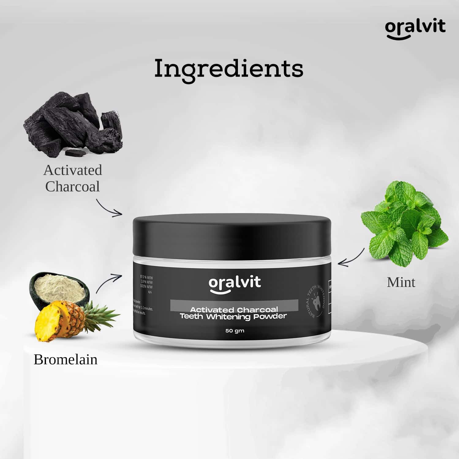 Buy ORALVIT ACTIVATED CHARCOAL TEETH WHITENING POWDER NATURAL, VEGAN