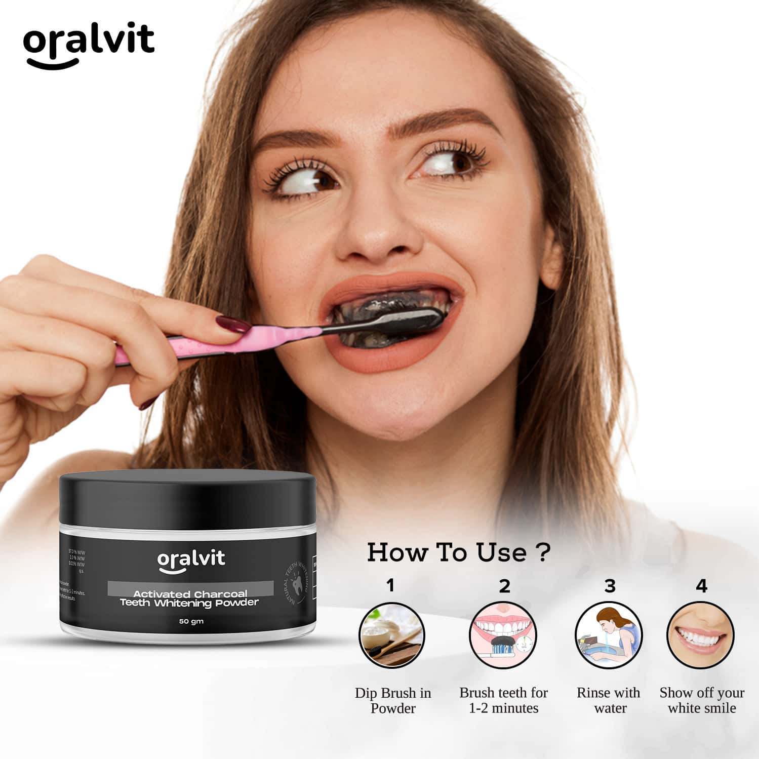 Buy ORALVIT ACTIVATED CHARCOAL TEETH WHITENING POWDER NATURAL, VEGAN