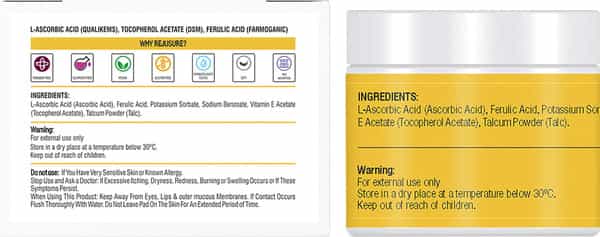 Rejusure 90% L-Ascorbic Acid + E+F Powder Reduce Hyperpigmentation For Men & Women 50Gm