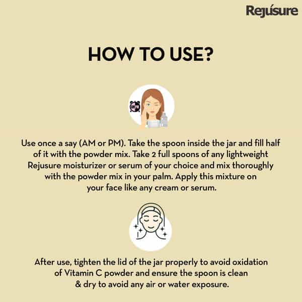 Rejusure 90% L-Ascorbic Acid + E+F Powder Reduce Hyperpigmentation For Men & Women 50Gm