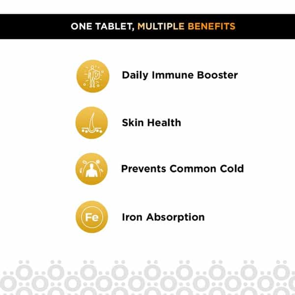 Hohner Vitamin C+ Chewable Tablets For Kids Men & Women With Vitamin C D3 And Zinc - 60 Tablets