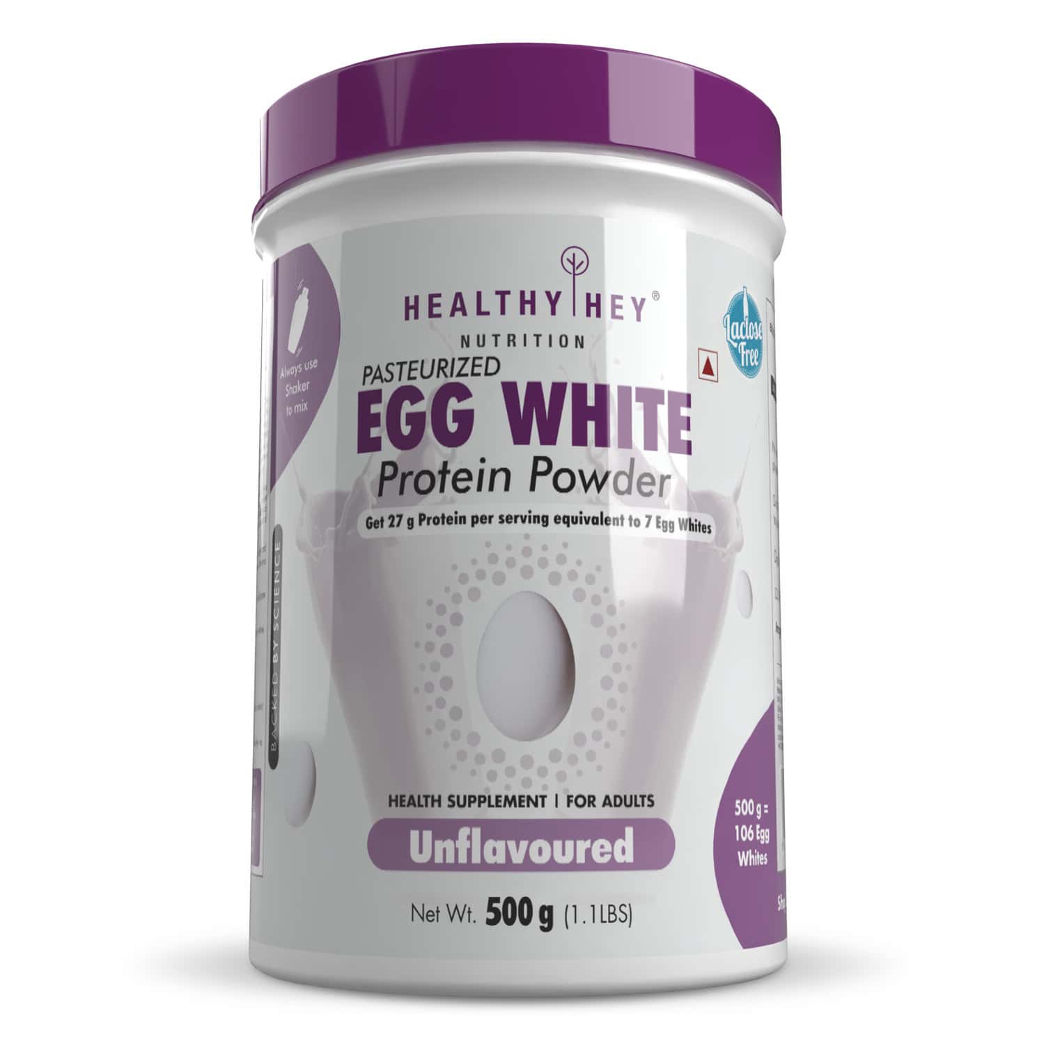 Healthyhey 100% Egg White Protein - Instant Mix - 80% Protein - 500g Unflavoured