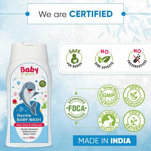 Babyorgano Gentle Baby Wash Gently Cleanses & Moisturizes Baby's Skin - 200Ml