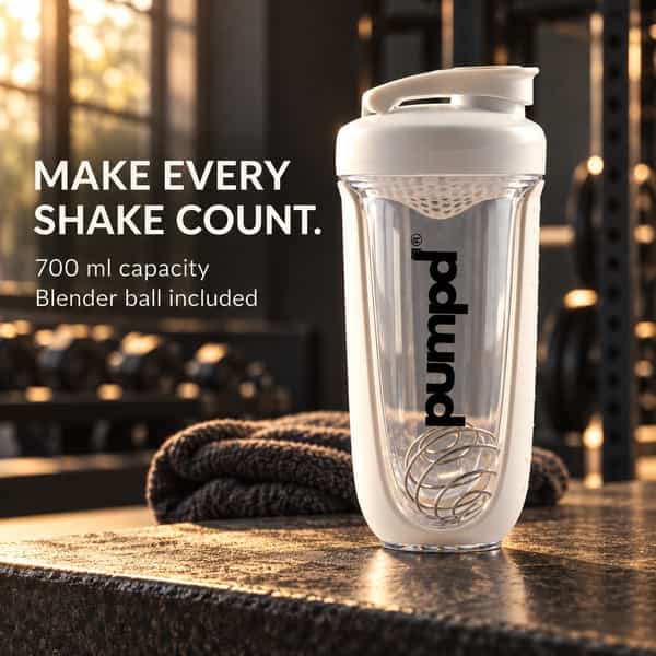 Pumpd Shaker Bottle With Blender Ball | 700Ml | White