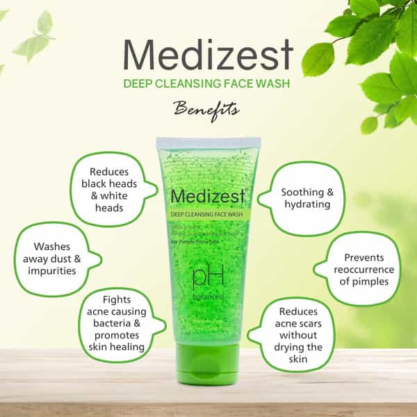 Medizest Deep Cleansing Face Wash 100 Ml | Neem & Aloe Vera | Paraben Free (Pack Of 2)