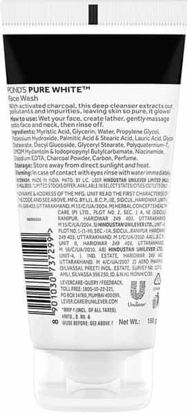 Pond's Pure White Anti Pollution Activated Charcoal Face Wash-150 G