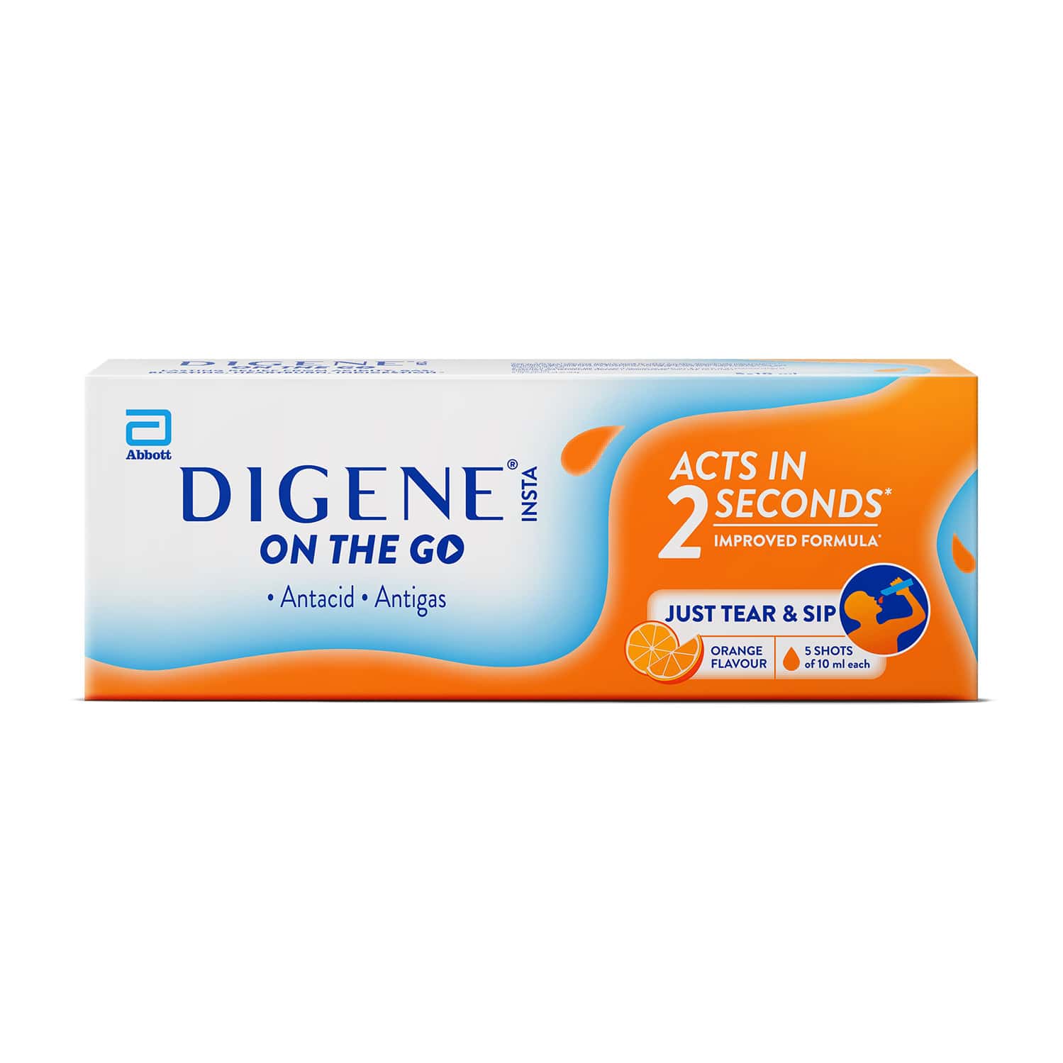 Digene Insta On The Go Orange Flavour 10ml (pack Of 5)