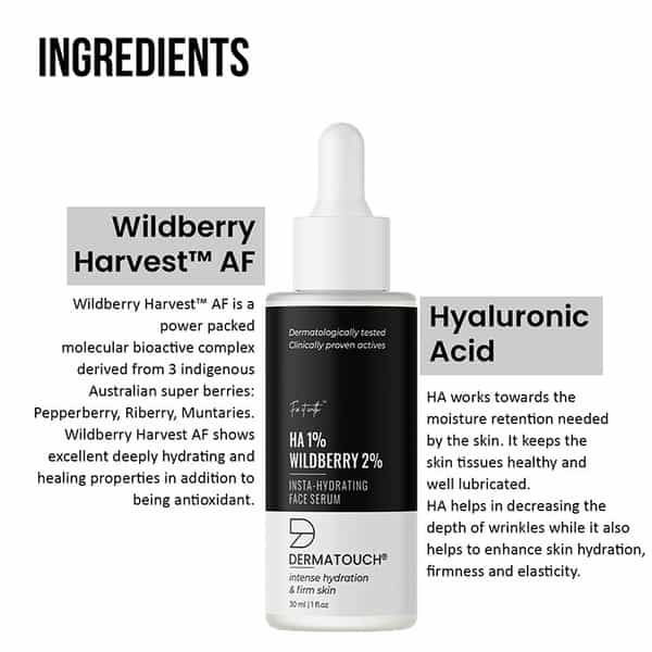 Dermatouch 1% Ha & 3% Wildberry Insta-Hydrating Face Serum - 30Ml