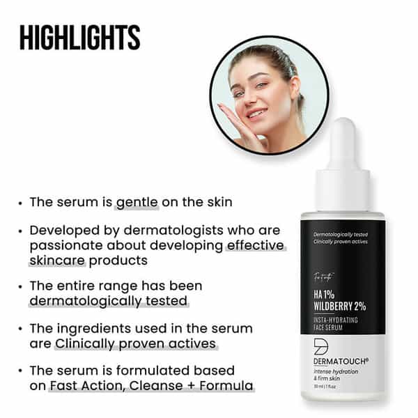 Dermatouch 1% Ha & 3% Wildberry Insta-Hydrating Face Serum - 30Ml