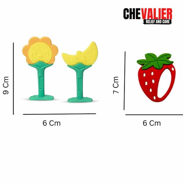 Chevalier Soft Silicone Rubber Baby Teether | Soothes Sore Gums Chew Infant Toy Combo 3 Symysr