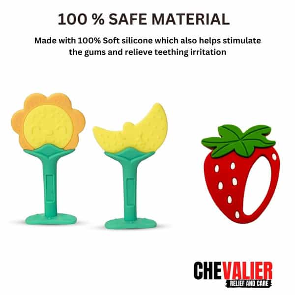 Chevalier Soft Silicone Rubber Baby Teether | Soothes Sore Gums Chew Infant Toy Combo 3 Symysr