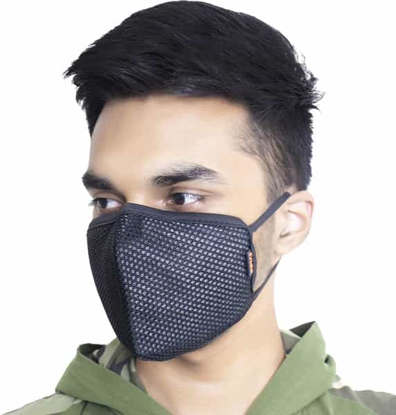 Arcatron Mobility Cotton Washable 5 Layer Mask With Adjustable Strap | Nose Pin & Pouch (Black | 3)