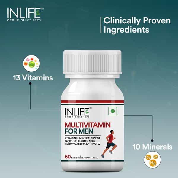 Inlife Multivitamin Tablets For Men | 60 Tablets | Enriched With Zinc | Vitamins & Multiminerals