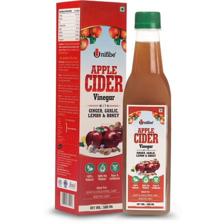 Unifibe Apple Cider Vinegar - Ginger, Garlic, Lemon & Honey, With Mother, 500 Ml