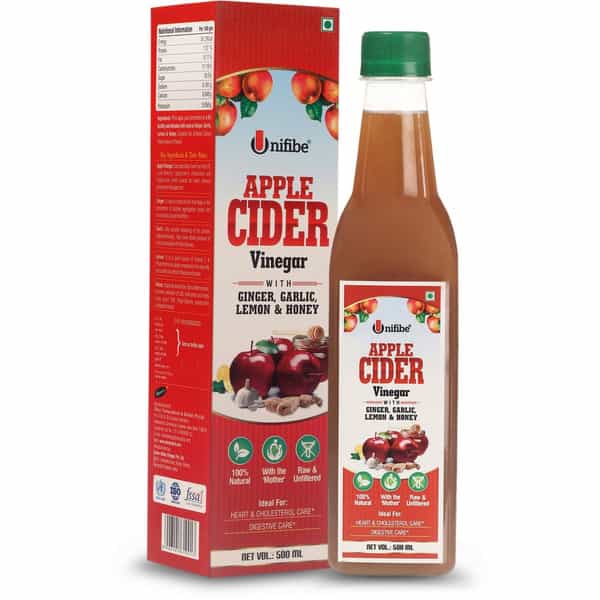 Unifibe Apple Cider Vinegar - Ginger | Garlic | Lemon & Honey | With Mother | 500 Ml