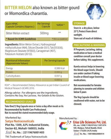 Origins Nutra Bitter Melon Boosts Immunity Powerful Antioxidant (30 Capsules)