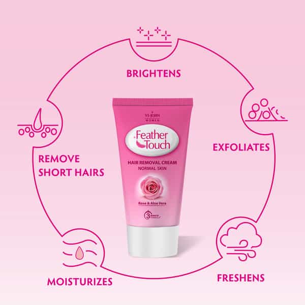 Vi-John Feather Touch Cream Rose Aloevera For Normal Skin 40G- Pack Of 3