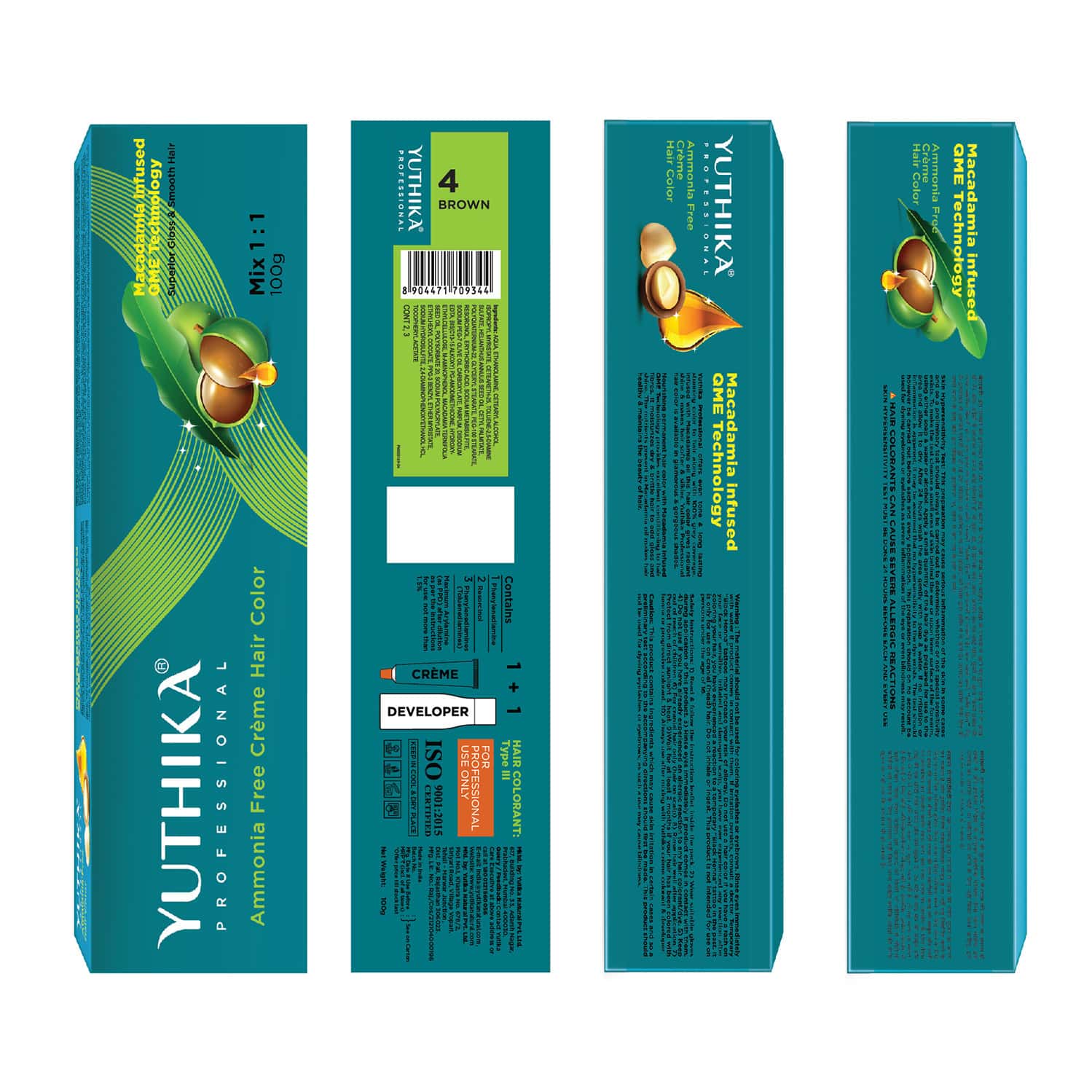 Yuthika Professional Creme Hair Color 4.0 Brown 100gm | Permanent Professional Salon Colour