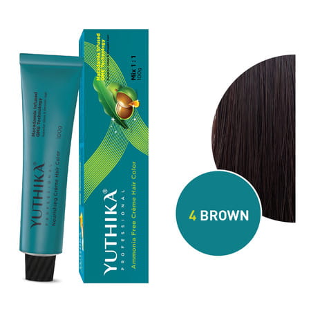Yuthika Professional Creme Hair Color 4.0 Brown 100Gm | Permanent Professional Salon Colour