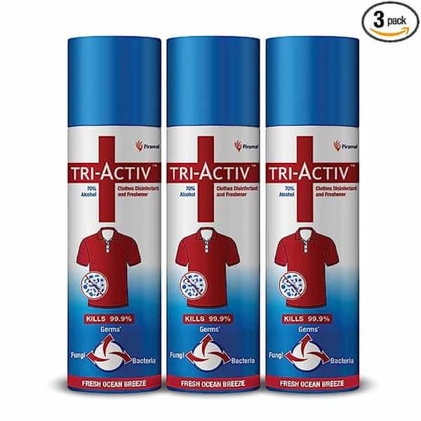 Tri-Activ Clothes Disinfectant And Freshener | 70% Alcohol Based - 230 Ml (Pack Of 3)