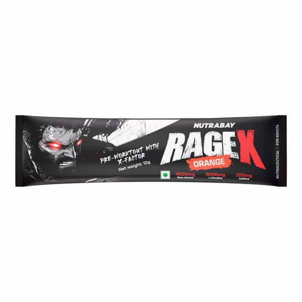 Nutrabay Ragex Pre Workout Supplement Powder - 12G (1 Sachet) | Orange | 200Mg Caffeine