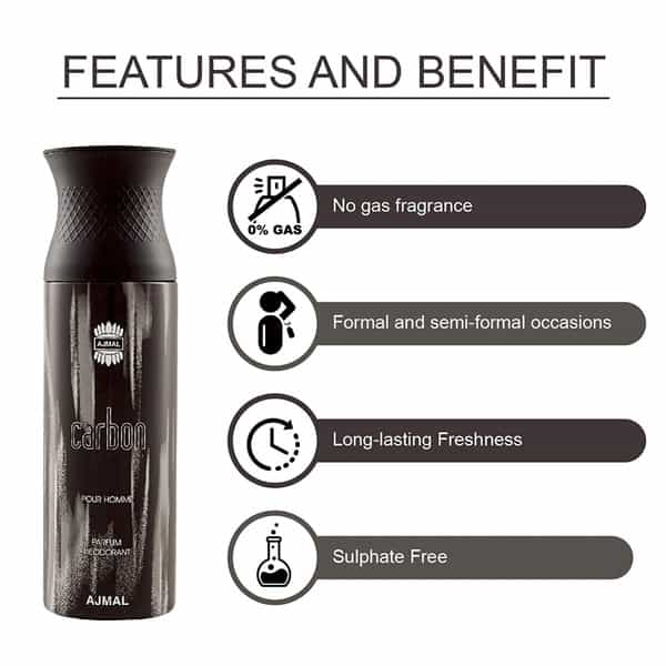 Ajmal 1 Distraction For Unisex 1 Raindrops For Women & 1 Carbon For Men Deo Combo Pack 3 - 600Ml