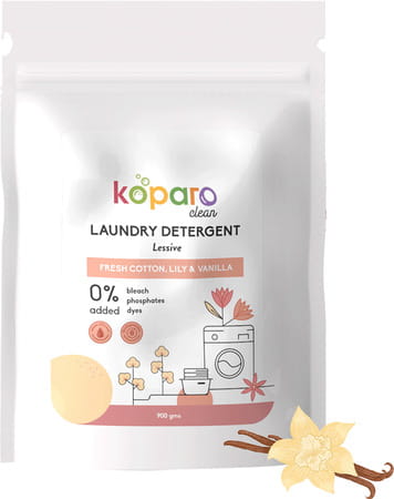 Koparo Laundry Detergent Powder Natural Non Toxic Tough On Stains Fresh Cotton Lily & Vanilla 900gm