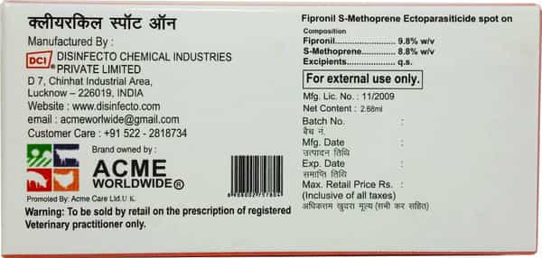 Clearkill Spot On Anti Tick & Flea For Dogs - 2.68 Ml (20 - 40 Kg)
