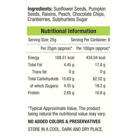 Nourishvitals Seed & Fruit Mix - Crispy Seeds Galore - Breakfast / Snacks Trail Mix 150 Gm