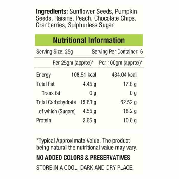 Nourishvitals Seed & Fruit Mix - Crispy Seeds Galore - Breakfast / Snacks Trail Mix 150 Gm