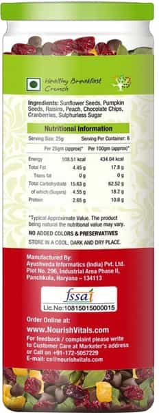 Nourishvitals Seed & Fruit Mix - Crispy Seeds Galore - Breakfast / Snacks Trail Mix 150 Gm