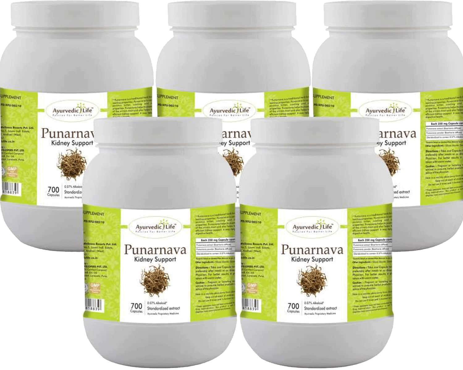 Al-ayurvedic Life Punarnva Capsules - 700 Capsules Value Pack Of 5