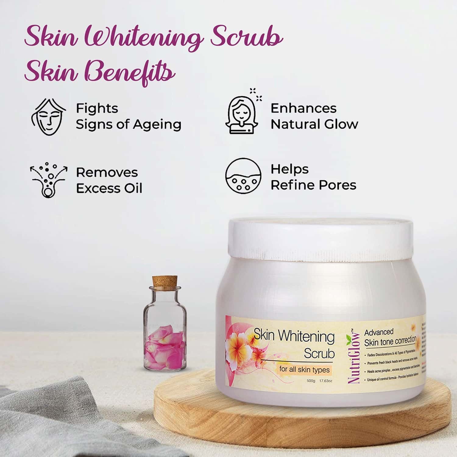 Buy NUTRIGLOW FACIAL SCRUB FOR ANTIPIGMENTATION EXFOLIATION BLACKHEADS