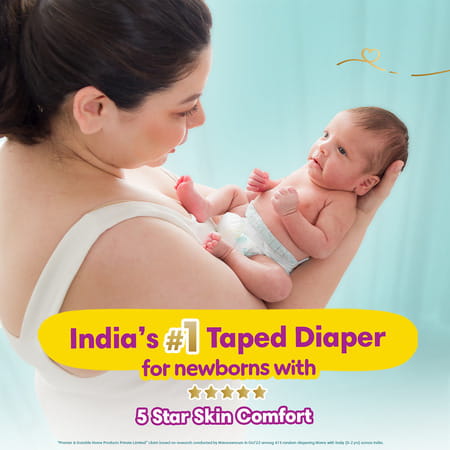 Pampers New Baby Premium Taped Upto 5kg Diapers 72 No'S