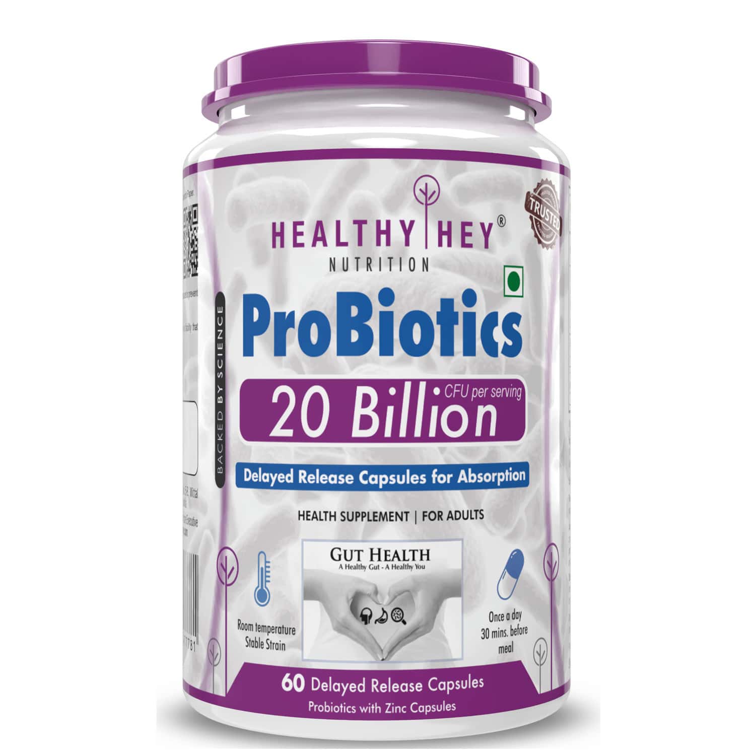 Healthyhey Probiotic Supplement 20 Billion Cfu - 60 Veg. Capsules