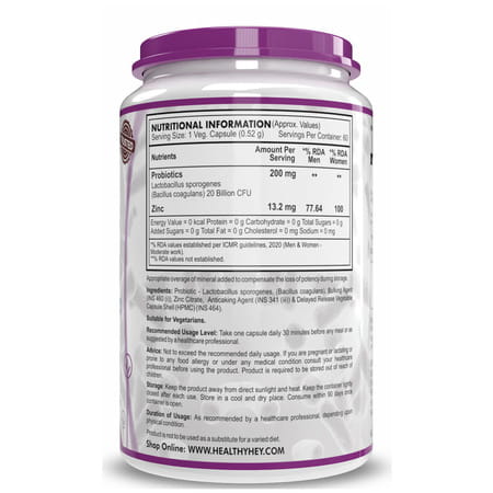 Healthyhey Probiotic Supplement 20 Billion Cfu - 60 Veg. Capsules