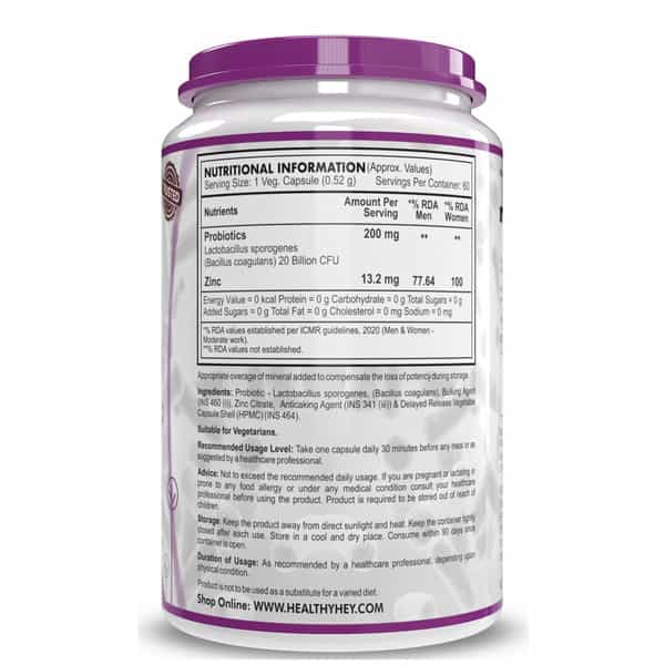 Healthyhey Probiotic Supplement 20 Billion Cfu - 60 Veg. Capsules