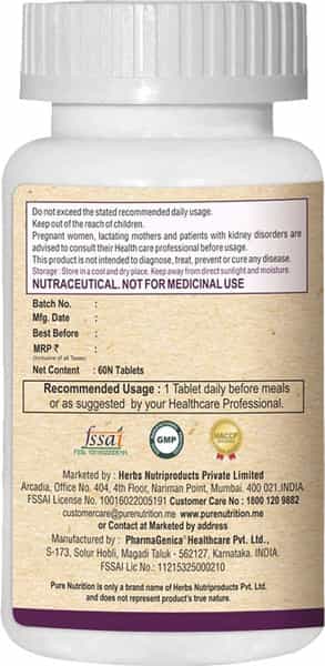 Pure Nutrition Biotin Plus With Moringa Extracts|Strength And Growth For Hair Skin & Nails- 60Tabs
