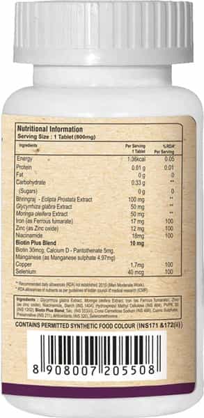 Pure Nutrition Biotin Plus With Moringa Extracts|Strength And Growth For Hair Skin & Nails- 60Tabs