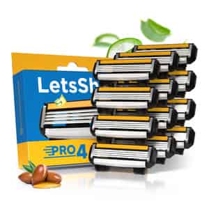 Letsshave Pro 4 Shaving Razor Blades For Men 12 Cartridges