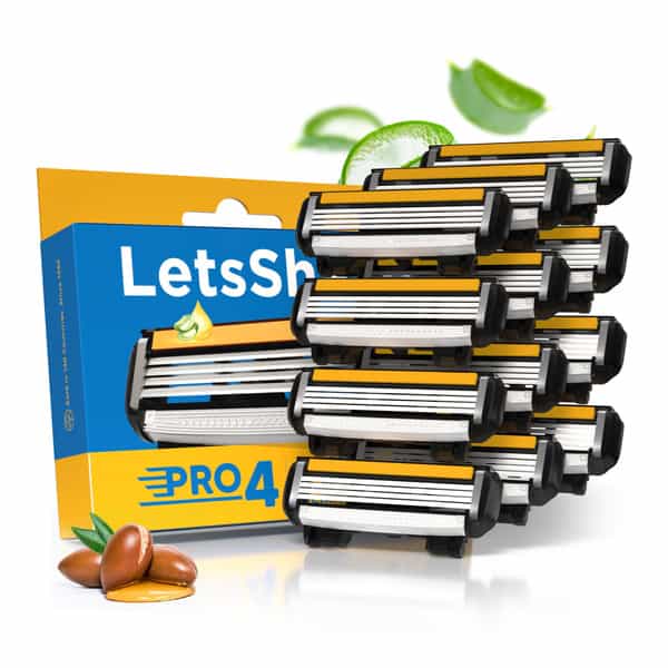 Letsshave Pro 4 Shaving Razor Blades For Men 12 Cartridges