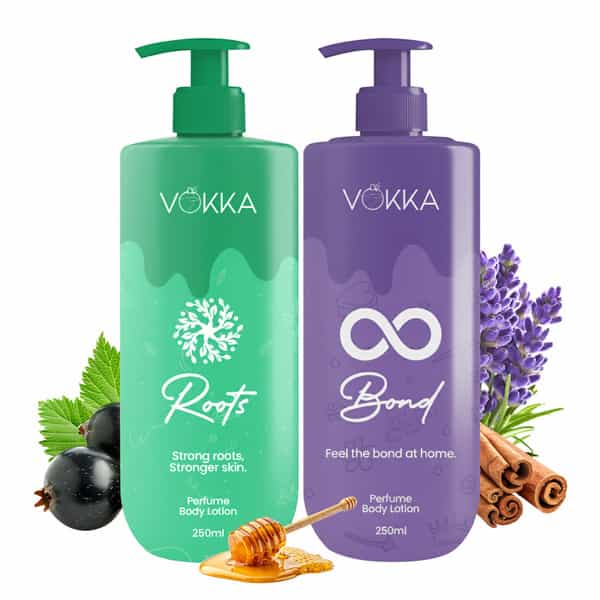 Vokka Roots & Bonds Perfume Body Lotion Combo 250Ml X 2 | Citrus Honey Vanilla Musk Fragrance