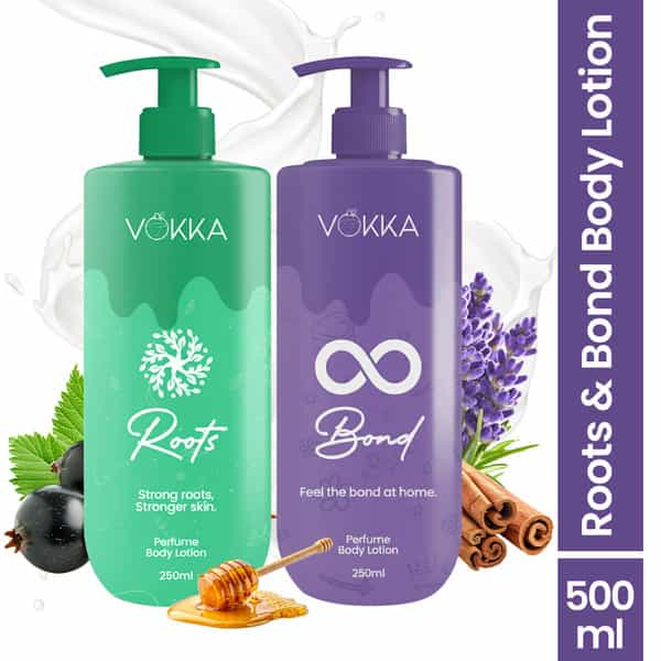 Vokka Roots & Bonds Perfume Body Lotion Combo 250Ml X 2 | Citrus Honey Vanilla Musk Fragrance