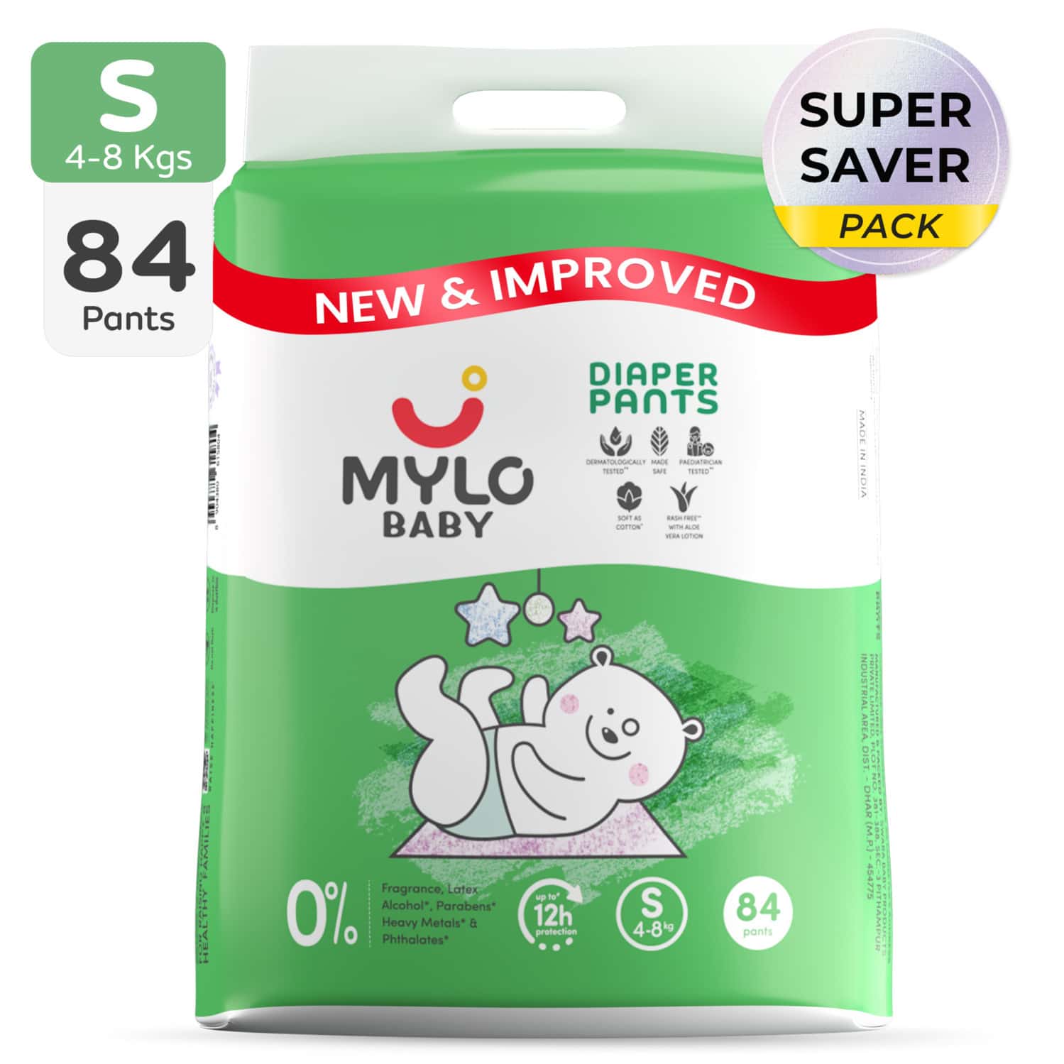 Mylo Baby Diaper Pants Small (s) Size 4-8 Kgs (84 Count) - Pack Of 1