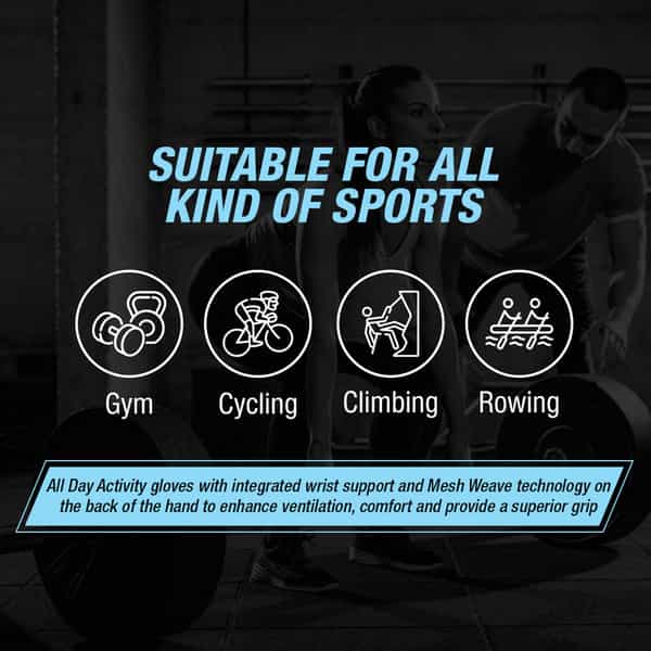 Musclexp Stout Blue Unisex Fitness Sports Gym Gloves Absorbing (Blue & Black) 1 Pair